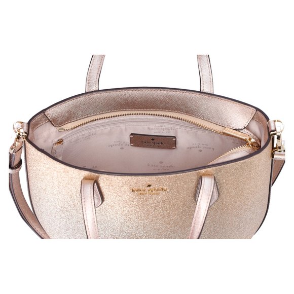 Kate Spade Glitter Glimmer Small Zip Satchel Crossbody Bag Gold Holiday - Picture 9 of 9